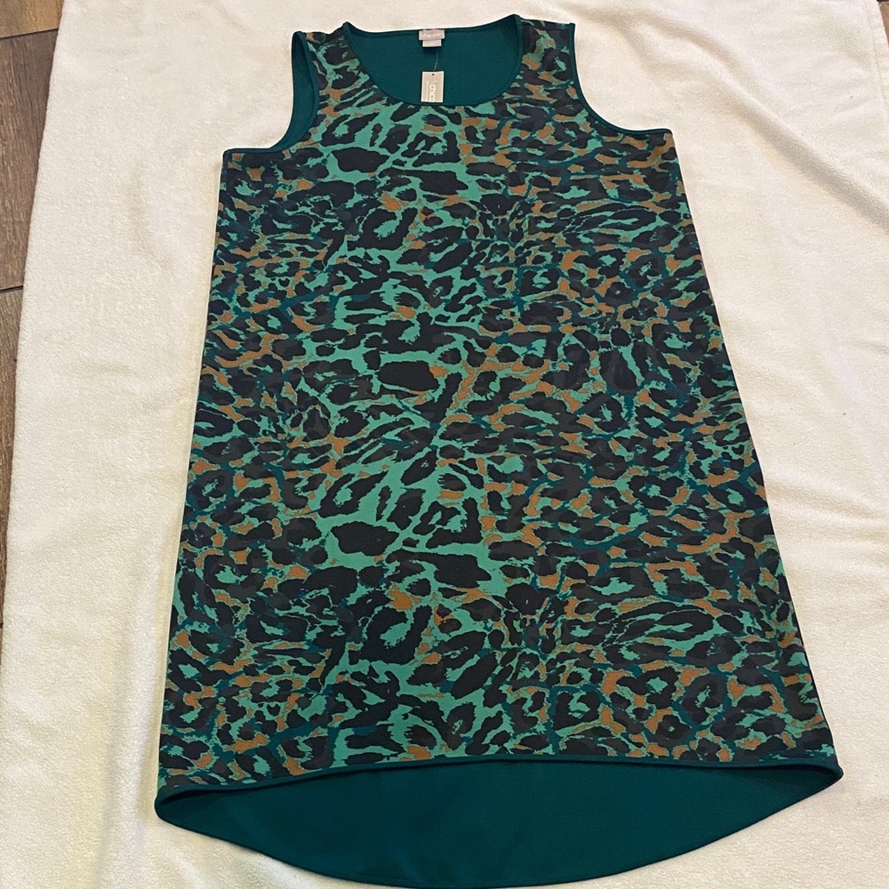 Sleeveless Green Animal-Print Shift Dress - Size 3